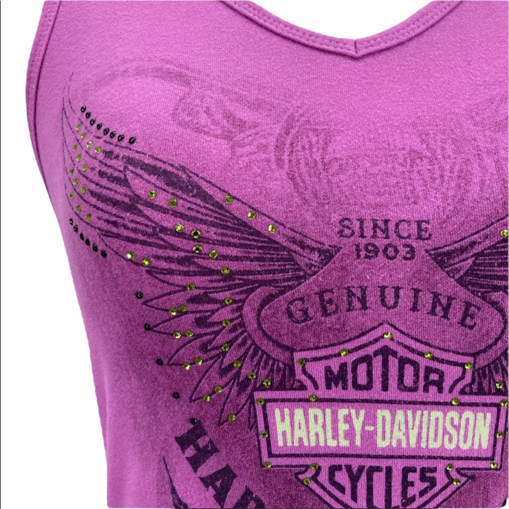 HARLEY-DAVIDSON V-Neck Woman’s Purple Tank Top Size Small - Picture 6 of 11